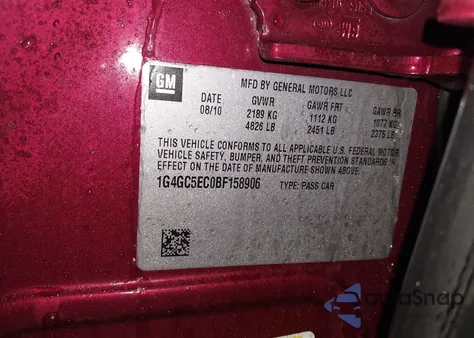 2011 Buick Lacrosse Cxl из США, поврежденный, VIN 1G4GC5EC0BF158906